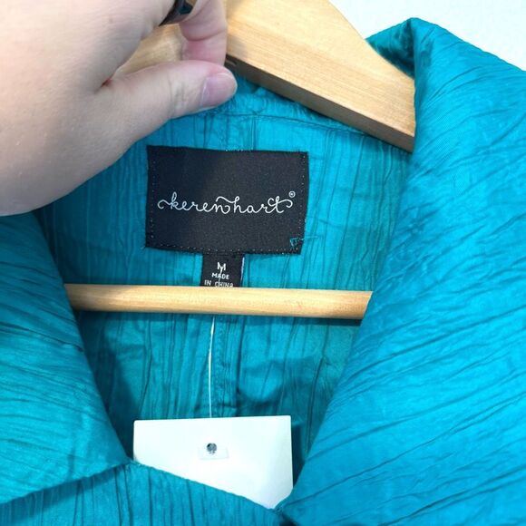 Keren Hart Crinkle Teal Jacket Size Medium NWT - Picture 2 of 10